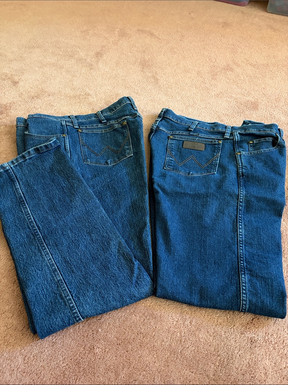 Wrangler 47 Men's Classic Blue Denim Jeans - 2 Pair 35x32 regular fit cowboy cut